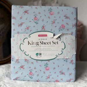 NWT Envogue Pink Rose Loveshackfancy inspired coquette cottage chic king sheets